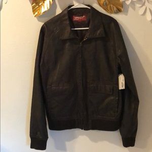 Size M 
Faux Leather Bomber Jacket